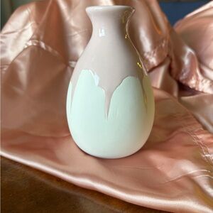 Isaac Mizrahi White Ceramic Vase with Pink Satin Accent